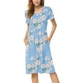 thumbnail image 4 of JuneFish Women's Summer Casual Short Sleeve Dressy Dresses Empire Waist Knee Length Dress with Pockets, 4 of 8