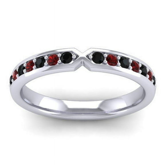 Genuine Round Cut 0.30 Carat Black Onyx & Garnet Gemstone Anniversary Eternity Band for Ladies Solid 14K White Gold Size 7 by Diamond-Capitals