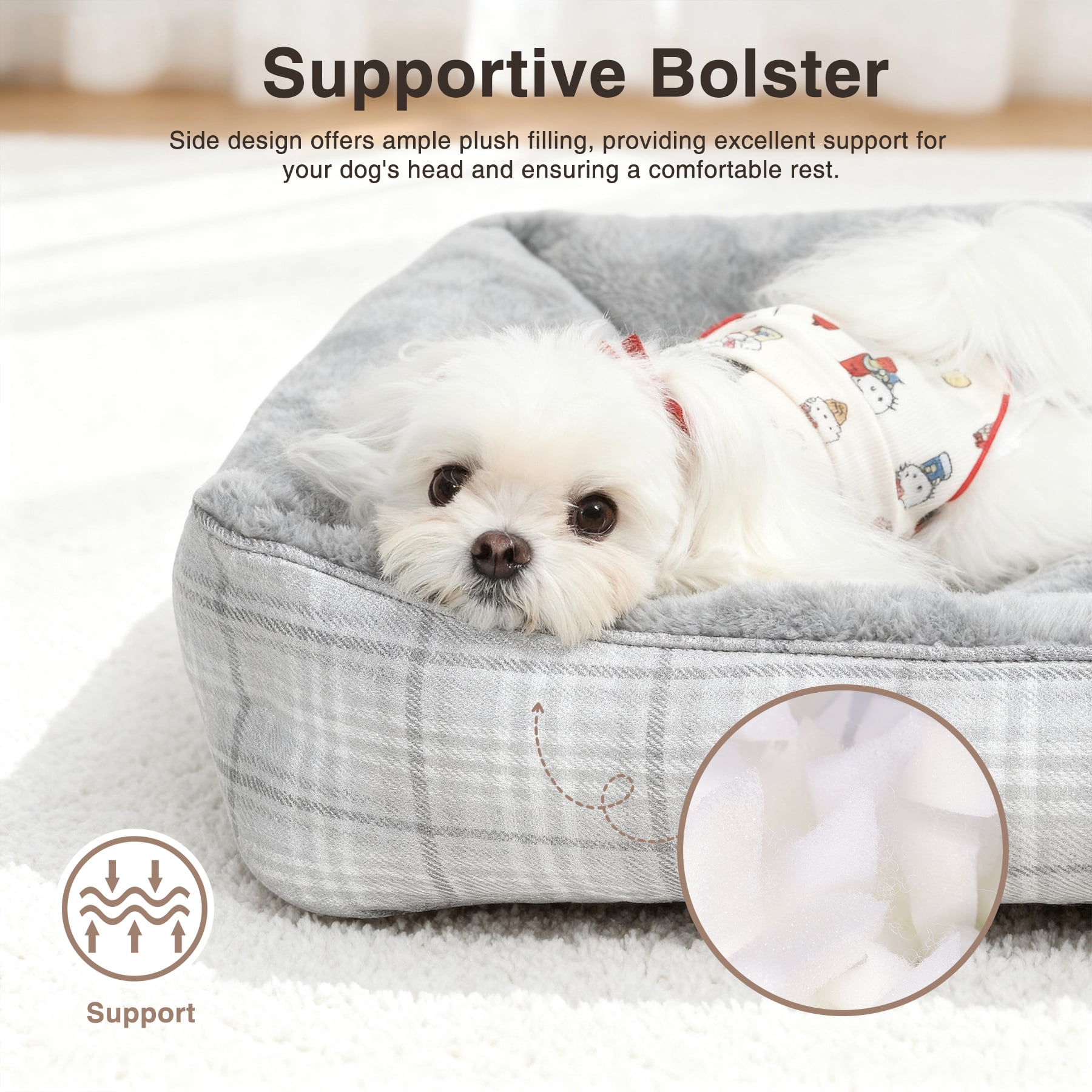 KSIIA Large Dog Beds for Large Dogs Washable, Rectangle Pet Bed with Anti-Slip Bottom