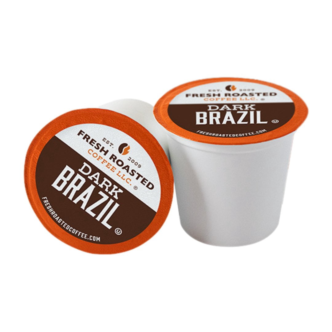Fresh Roasted Coffee, Dark Brazil Coffee Pods, Medium-Dark Roast, K-cup Compatible, 72 Count