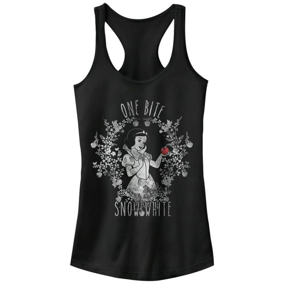 Junior's Snow White and the Seven Dwarfs One Bite  Racerback Tank Top Black Small