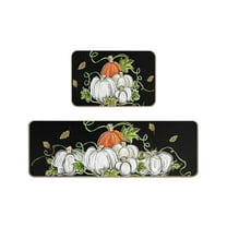 Lilixerw 2 PCS Halloween Kitchen Rugs,Funny Pumpkin Spooky Washable Kitchen Mats for Floor,Non Slip Comfort Halloween Mat for Party