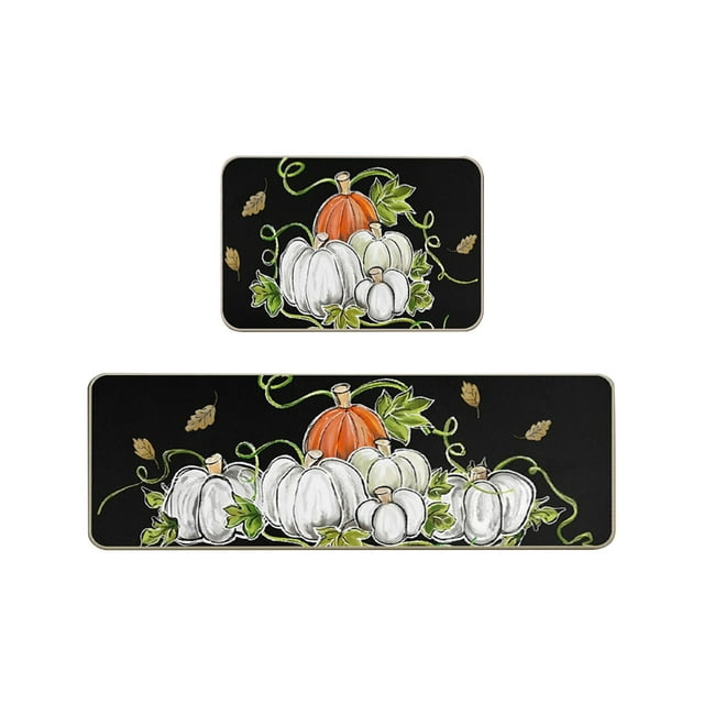 Rbaofujie 2 Pcs Kitchen Rugs and Mats for Floor Non-Slip Backing Mat Kitchen Decor Kitchen Rug Decor 16x24in+16x48in Halloween Decorations