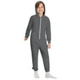 thumbnail image 2 of FAOWME Big Girls Boys Hooded Jumpsuits Long Sleeve Solid Color Zippers Comfortable Soft Romper Bodysuits For Daily Wear Dark Gray 7-8 Years, 2 of 9