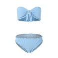 thumbnail image 4 of Wamejoo Women's Ruffle Strapless Bikini Set 2 Piece Bandeau Swimsuit High Waist Bathing Suits (Blue, L), 4 of 9