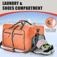 thumbnail image 6 of 65L Travel Duffle Bag for Men, Large Foldable Duffel Bag for Travel with Shoe Compartment, 24" Overnight Weekender Bag Gym Bags for Men Women Waterproof & Tear Resistant (Orange), 6 of 8