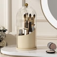 thumbnail image 1 of Soporte para brochas de maquillaje YOOLENS 360, giratorio con tapa, blanco y beige, 1 of 7