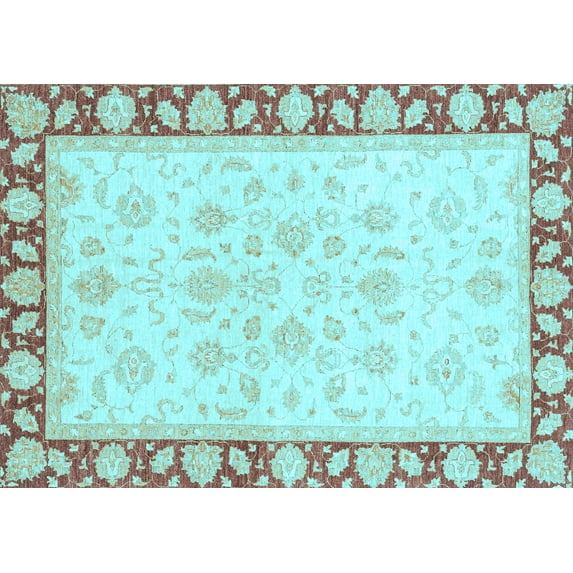 Ahgly Company Indoor Rectangle Oriental Light Blue Traditional Area Rugs, 6' x 9'
