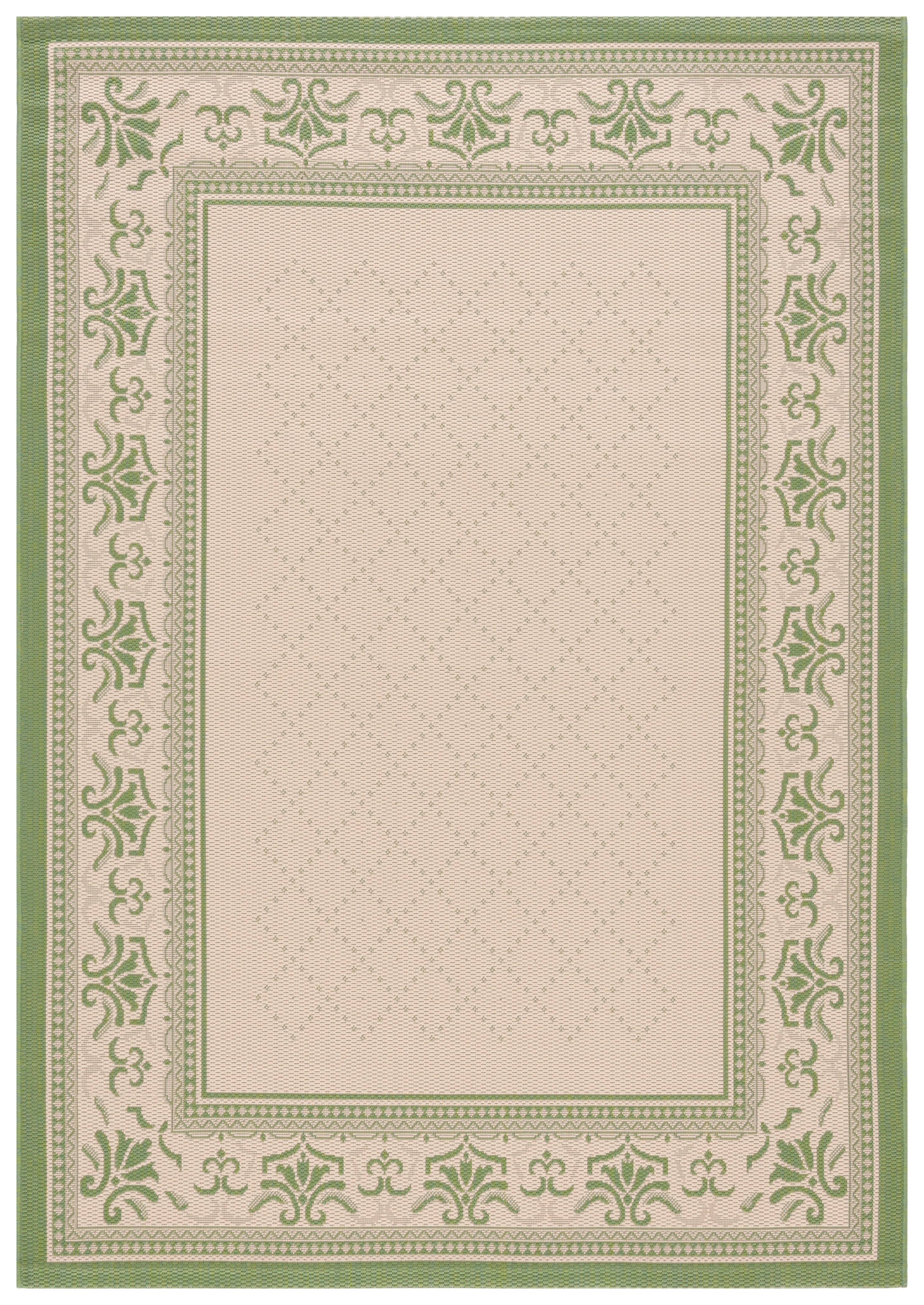 SAFAVIEH Courtyard Eva Traditional Indoor/Outdoor Area Rug, 5'3" x 7'7", Natural/Olive
