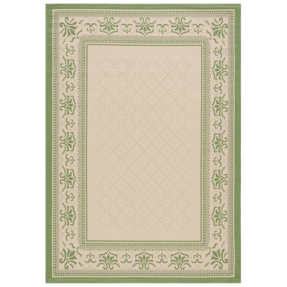 SAFAVIEH Courtyard Eva Traditional Indoor/Outdoor Area Rug, 5'3" x 7'7", Natural/Olive