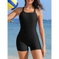 thumbnail image 2 of Anferry Boyleg Swimsuits for Women Scoop Neck One Piece Swimwear Crisscross Back Removable Pads Athletic Bathing Suit, 2 of 7