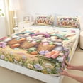 thumbnail image 4 of Erosebridal 3D Kawaii Rabbit Bed Sheets,Colorful Flowers Ancient Dinosaur Egg King Sheets For Girls Kids 4-Piece, 4 of 6