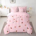 thumbnail image 2 of Homewish Kawaii Strawberry 7-Piece Bedding Comforter Set For Preppy Children Kids,Geometric Stripes King Bedding Sets,Dreamy Princess Ultra Soft Bed Sheets,Lightweight Room Decor,Reversible, 2 of 8