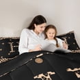 thumbnail image 4 of Meiyoeat Trendy Leopard Letter H Twin Comforter Sets 2Pcs,Chic Polka Dot Bedding Set,Black Beige Brown,1 Comforter and 1 Pillowcase, 4 of 6