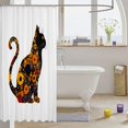 thumbnail image 3 of Manfei Groovy Cat Shower Curtain 72Wx78L, Tribal Boho Floral Bath Curtain, White Orange Black, 3 of 5