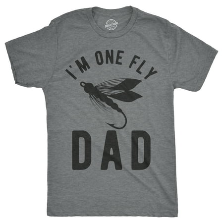 Mens Im One Fly Dad Tshirt Funny Fishing Fathers Day Tee For (Best Fly Fishing Shirts)