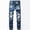 Blue, variant on Aoochasliy Mens Jeans Men's High-end Stretch Nostalgic Frayed Slim-fit Jeans