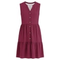 thumbnail image 4 of Oplxuo Summer Dresses for Women V Neck Sleeveless Sundresses Button Down Casual Dresses Ruffled Hem Midi Dress for Beach, 4 of 6