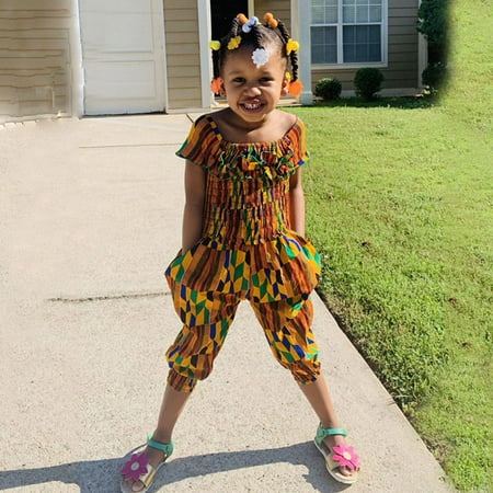 

Hunpta Dashiki style Tops Baby Toddler Kids Bohemian Tee+Bloomers Girls Pants African Girls Outfits&Set