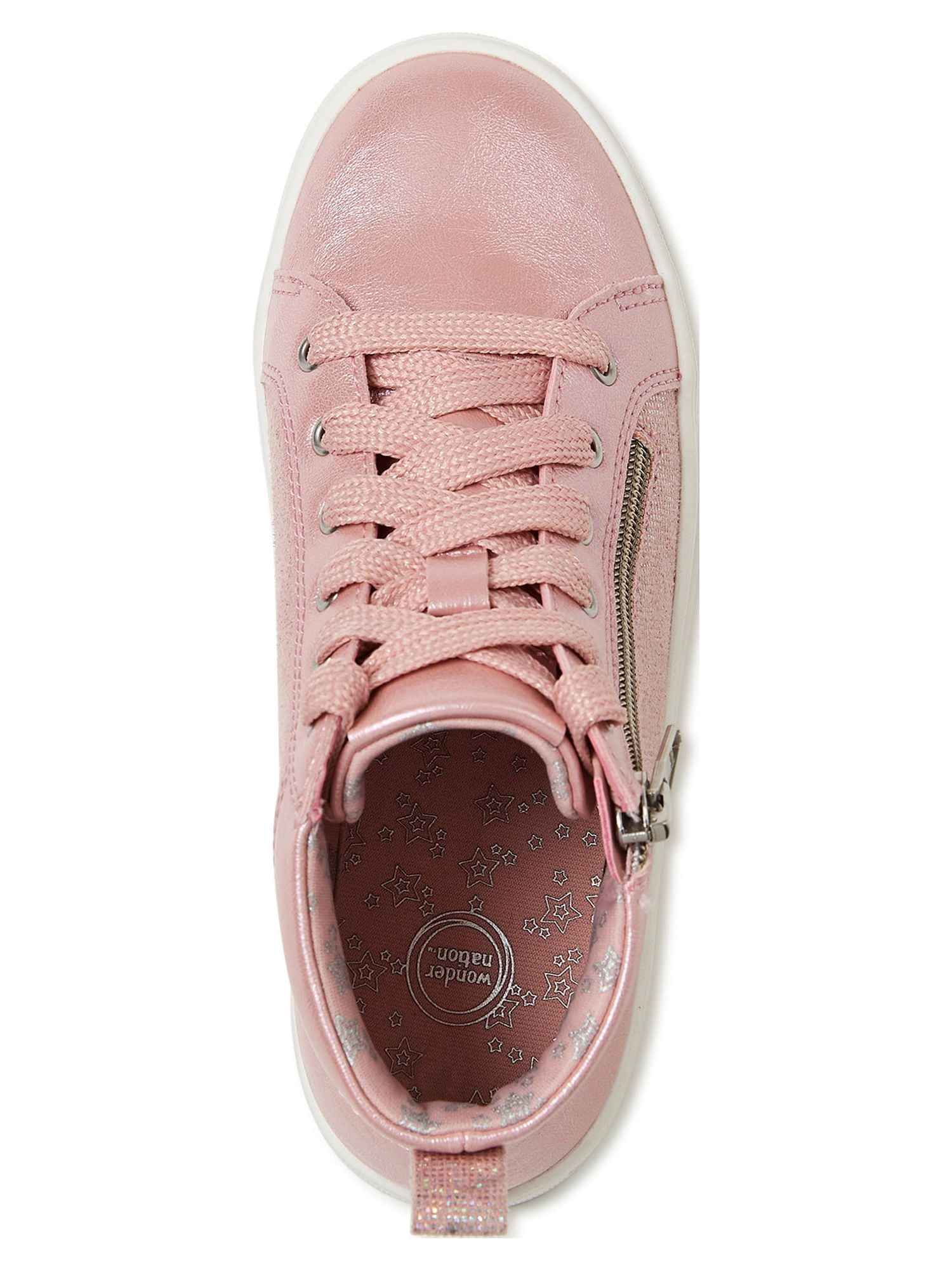 Wonder Nation Girls Casual Zipper High Top Sneakers, Sizes 13-6
