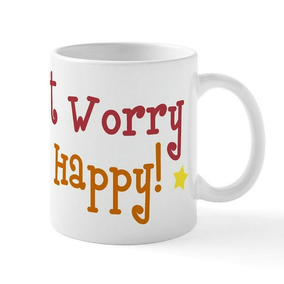 CafePress - Don't Worry Be Happy Mug - 11 oz Ceramic Mug - Novelty Coffee Tea Cup