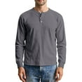 thumbnail image 2 of QHRMKOG Henley Shirts for Men Thermal Basic Color Long Sleeve Shirt Classic Fit Casual T-Shirt Trendy Pullover Tops Gray 2XL, 2 of 9