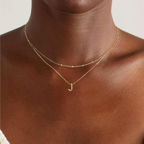 Gold Initial Necklaces For Women, 14K Gold Plated Round Letter A-Z Pendant Necklace Trendy Capital Monogram Necklace Dainty Name Pendant Necklace For Women Jewelry Gifts[o6446]