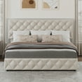 thumbnail image 6 of Upholstered Queen Platform Bed Frame with 4 Storage Drawers Adjustable Headboard, PU Leather Platform Storage Bedframe with Button Tufted, Wooden Slats Support, No Box Spring Needed, Noise-Free, 6 of 7