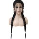 thumbnail image 3 of Peluca de encaje frontal Trenza Peluca real Arnés Rosa Malla interna 26 pulgadas, 3 of 9