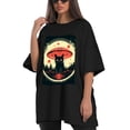 thumbnail image 4 of Plus Size Shirt for Women Black Tops for Women Oversized Short Sleeves Shirt for Women Retro Black Cat T Shirt Crewneck Shirt for Women XL, 4 of 5