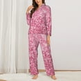thumbnail image 2 of Lsque Pink Glitter Pattern Long Sleeve Pajama Set for Women - Soft 2-Piece Sleepwear and Loungewear Set with Pockets, Comfy Nightwear-Large, 2 of 7