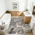 thumbnail image 2 of Grey and Gold Marble Pattern Bathroom Rug Set 4 Piece,Includes Contour,Lid Cover,Bath Mat,Non-Slip Extra Soft Absorbent Washable, 2 of 5