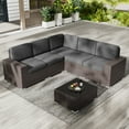thumbnail image 2 of Outdoor Patio Furniture Set 6 Pieces Sectional Conversation Sofa Set Brown Rattan Sofa Set with Coffee Table, 2 of 7