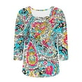 thumbnail image 4 of Women's 3/4 Sleeve Shirts Square Neck Summer Tops Dressy Casual Basic Tees Ladies T Shirts Blouses, Limited Time Under 10 Dollars SA-474, 4 of 5