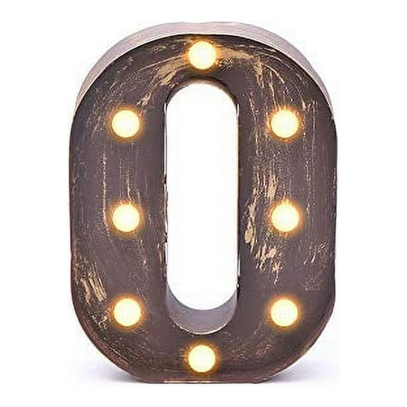 Home by Jackie Inc Decorative Rustic Gold Vintage  Metal Hanging Light up LED Letter “O”