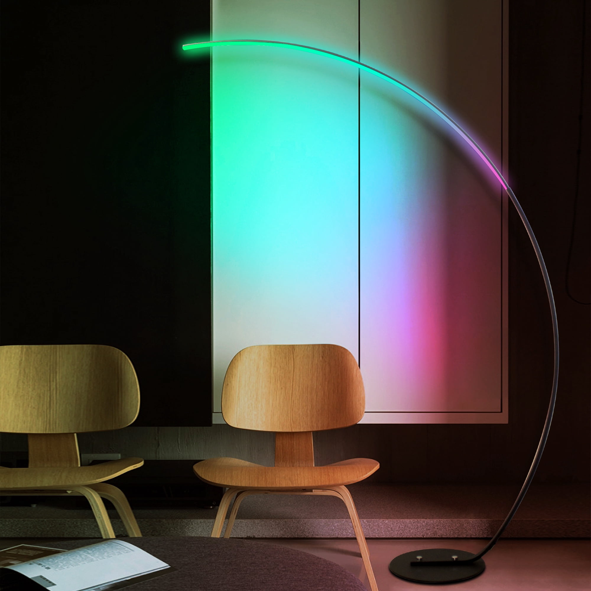 Lamp Depot 67" Modern Arc Floor Lamp,Curved Dimmable LED Lamp Tall Standing Light with Remote Control for Living Room Bedroom and Office