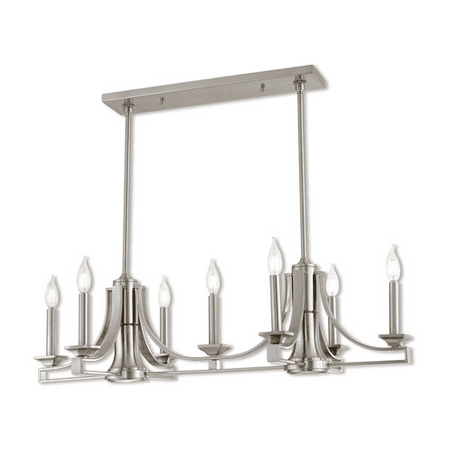 

Island 7 Light With Brushed Nickel Candelabra 36 inch 420 Watts - World of Crystal