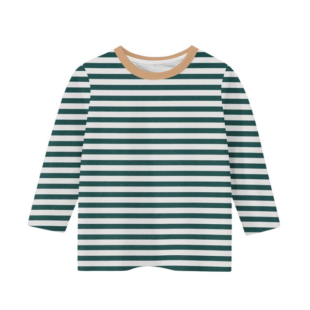 Amzcrzy Chandail en Molleton Rayé pour Enfants Bébé Manches 3/4 Col Rond Chandail en Molleton Bloc de Couleur Chandail Ample Décontracté Printemps Basique 3-11 Ans
