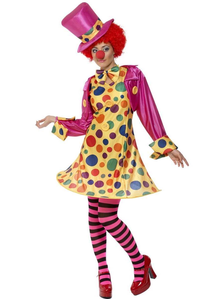 Colourful Circus Clown Ladies Fancy Dress Fun Carnival Adults Womens Costume New 
