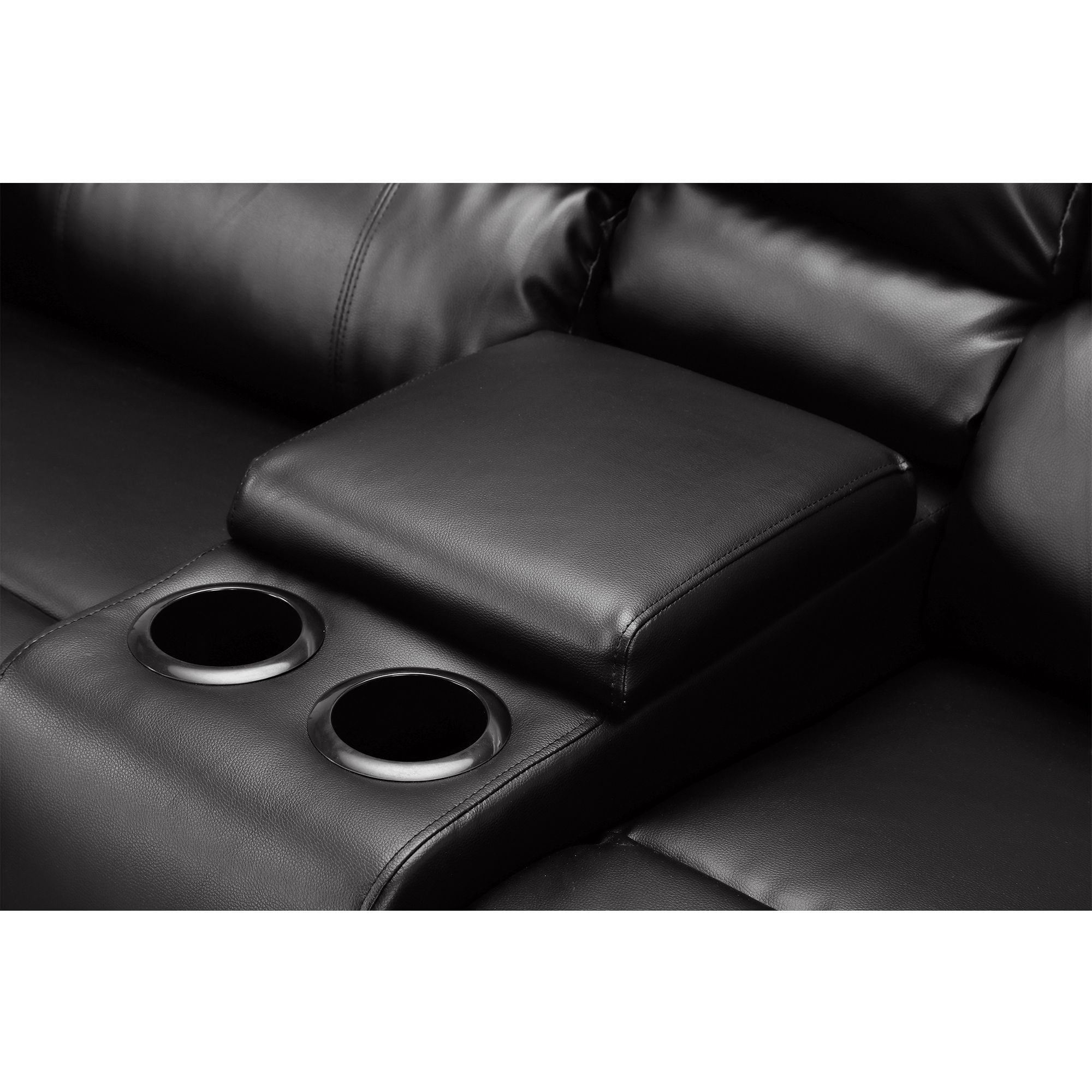 Aufka 5 Seater Sectional Sofa Couch,107" Reclining Sofa Chair for Living Room with Cup Holder,Black