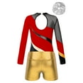 thumbnail image 4 of YONGHS Kids Girls Rhinestone Gymnastic Dance Leotard Tumbling Bodysuit with Shorts Scrunchies Set Red 12, 4 of 7