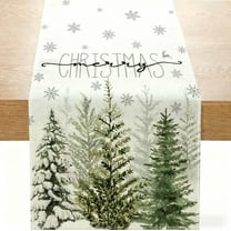 Yhmxh Christmas Tree Table Runner Snowflake Merry Christmas Table Runner, Winter Xmas Holiday Kitchen Dining Table Decoration for Xmas Party Supplies Indoor Outdoor Home Party Decor 13"x72"