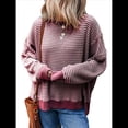 thumbnail image 1 of Sudadera Holgada de Otoño para Mujer, Informal, de Punto A Rayas, Larga, Cuello Redondo, Abertura, Tipo Túnica Rojo M, 1 of 8