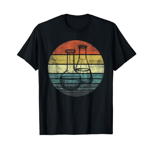 Chemist Gift Retro Sunset Laboratory Flask Chemistry Science T-Shirt