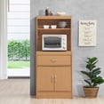 thumbnail image 2 of Hodedah 54" Tall Kitchen Cabinet with Open Shelves, 1-Drawer and Bottom Enclosed Storage, Beech, 2 of 3