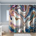 thumbnail image 1 of 1pc Luxury Gray Golden Marble Shower Curtain Set - Waterproof, Washable, and Standard Size for Bathtub - Includes 12 Plastic Hooks, 1 of 5