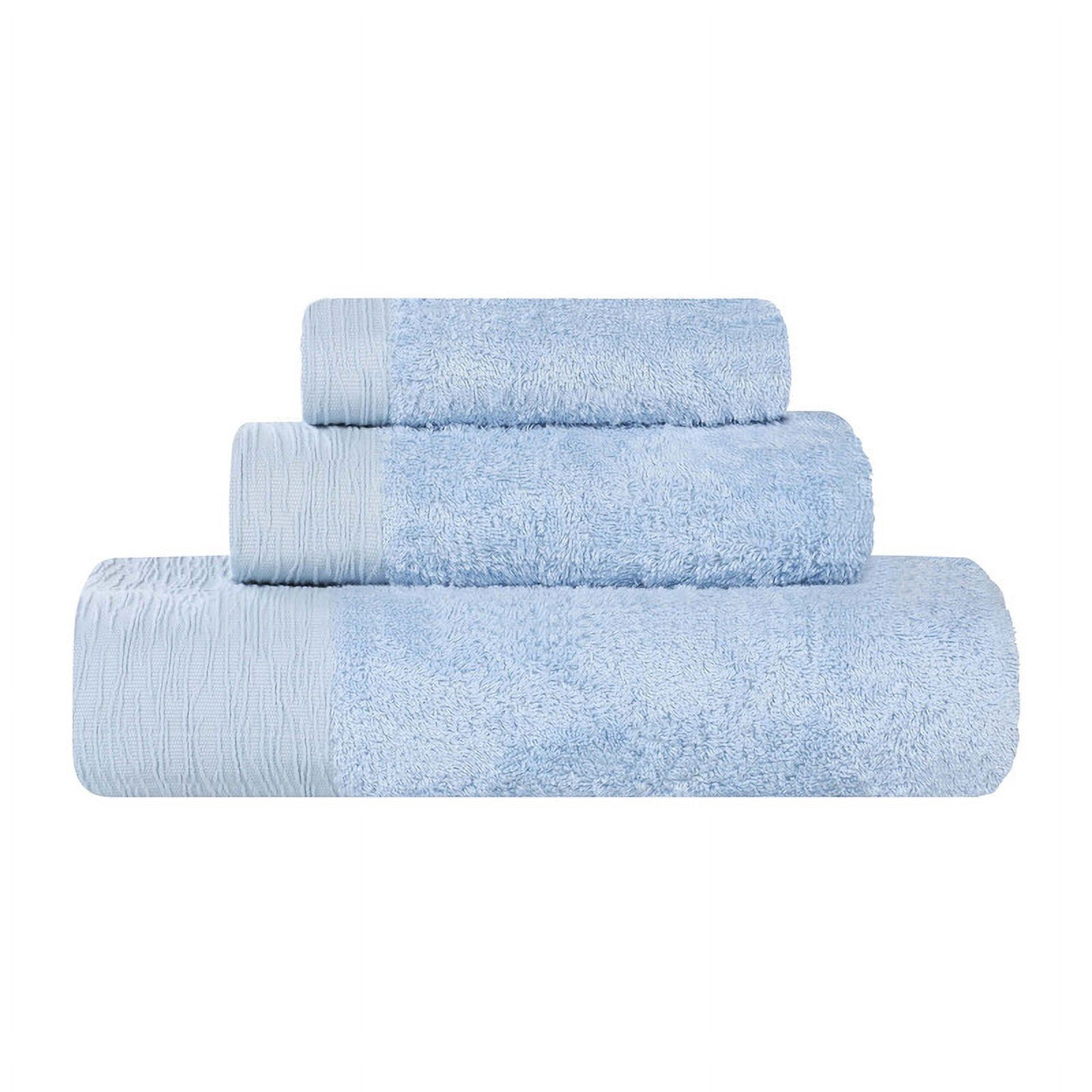 Superior Rayon From Bamboo Soft 3-Piece Towel Set, Cotton Blend Modern Towels, Light Blue