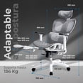 thumbnail image 2 of Silla Ejecutiva ACTECK FLUX PRO EC757 Ergonomica Reclinable 135° 136kg Reposabrazos 3D Reposapies Piston Clase 4 Blanco AC-940276, 2 of 7