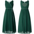 thumbnail image 4 of Aislor Kids Beaded Flower Girl Dress Sleeveless A-Line Princess Girls Birthday Wedding Pageant Party Army Green 6, 4 of 7