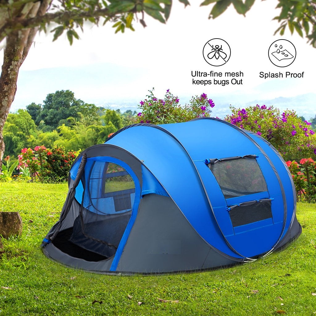 4 Man Camping Tent Pop Up Instant Waterproof Anti-mosquito with 2 Door 2 Windows 